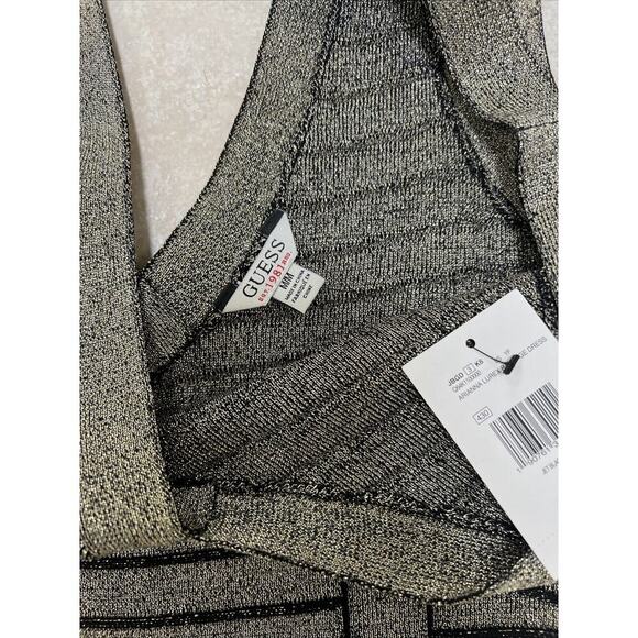 Guess Arianna Lurex Bandage Dress Medium Jet Black/Gold - Picture 7 of 8